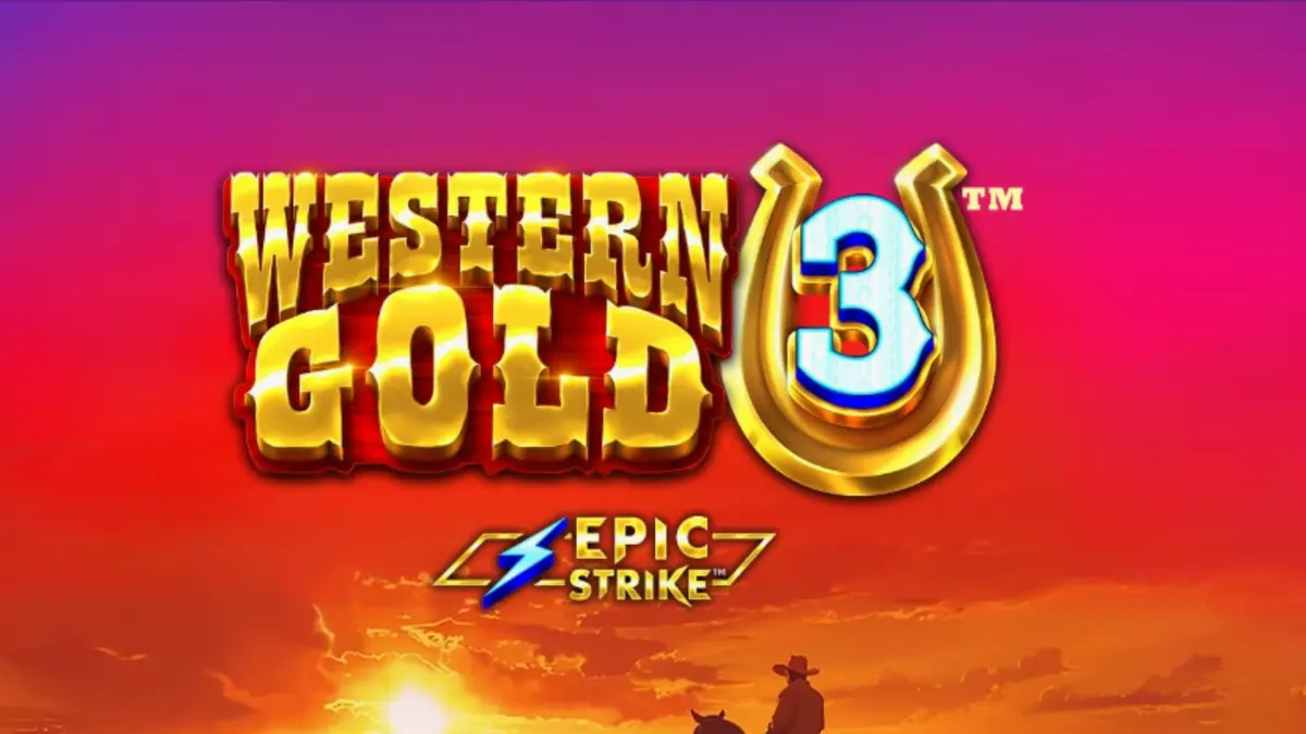 Interface visual e símbolos temáticos do slot Western Gold 3