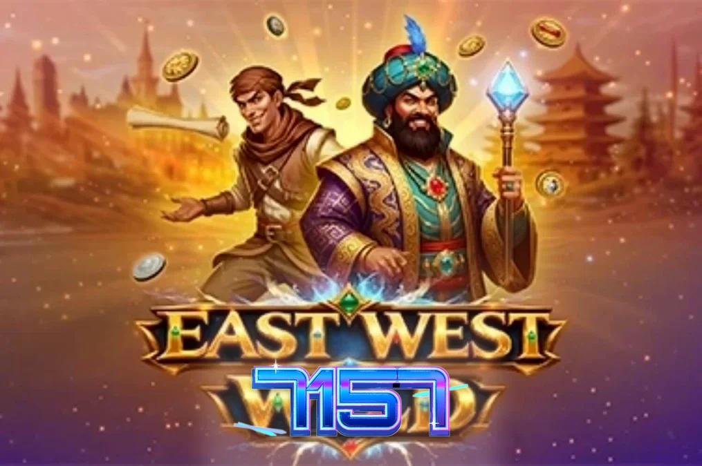 Cenário temático da Rota da Seda no slot East West Wild com símbolos dourados e dragões